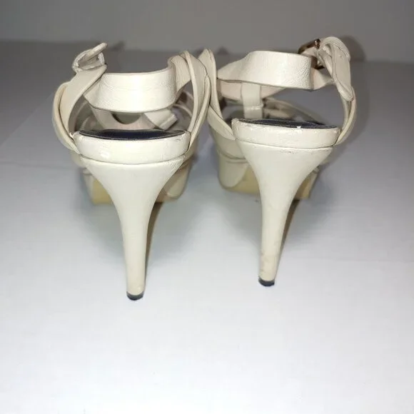 SAINT LAURENT Tribute Platform Sandals in Smooth Leather Cream Size 39 - Picture 5 of 15